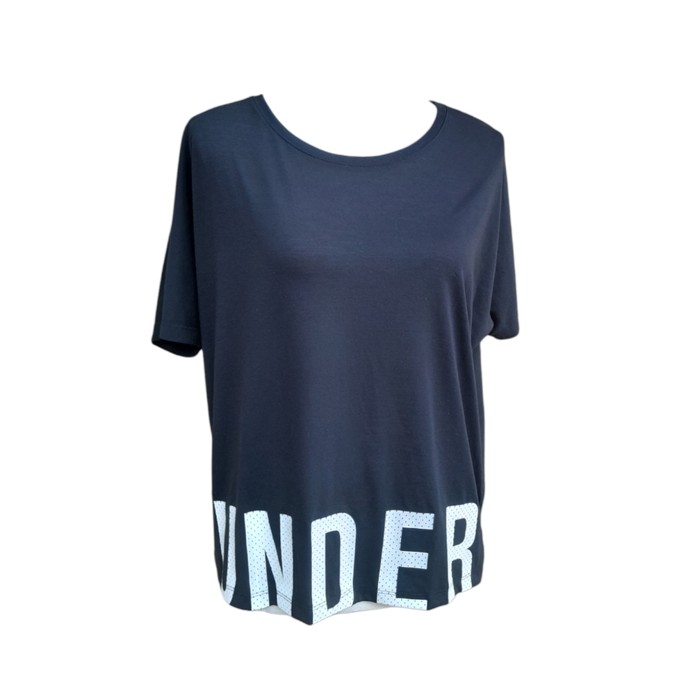 Black and White Under Amour Short Sleeve Top